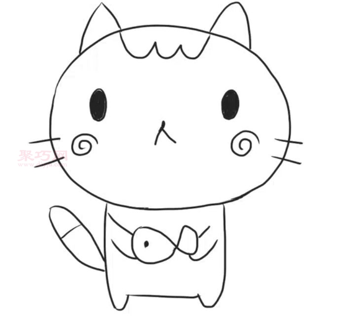 卡通猫咪画法图解 一起来学卡通猫咪简笔画