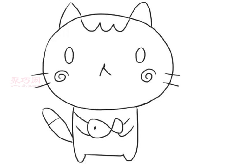 卡通猫咪画法图解 一起来学卡通猫咪简笔画